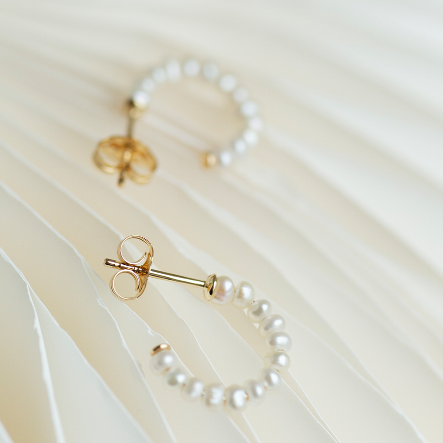 Fine Mini Pearl Hoops